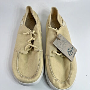 L.L.Bean Canvas Casual Shoes Beige Lace Up Comfort Sneakers Women US 9